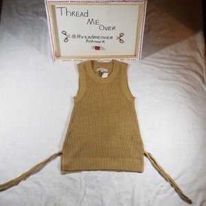 Ann Taylor Loft sleeveless gold sweater XS